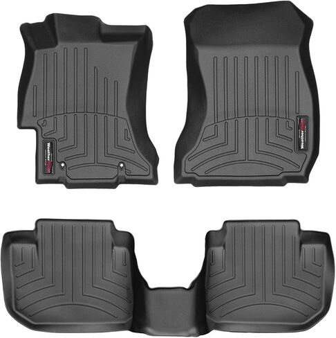 WeatherTech Custom Fit FloorLiners for Subaru Crosstrek, WRX, WRX STi, Impreza, XV Crosstrek - 1st & 2nd Row (44439-1-2), Black in Saudi Arabia