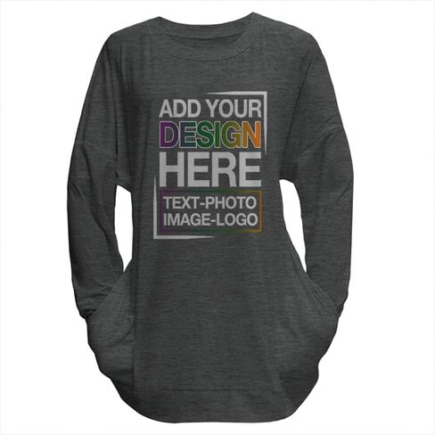 Custom Plus Size Long Sleeve Tunic Tops for Women Design Your Own Shirts with Photos Image Text Graphic Tshirts in Saudi Arabia