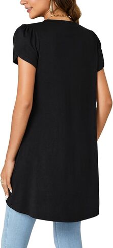 LYANER Women's V Neck High Low Hem Short Sleeve Flowy Blouse Tunic T-Shirt Top in Kuwait