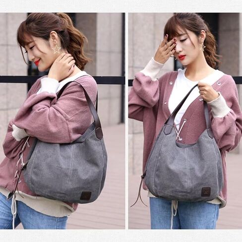 Handbag for Women Canvas Work Tote Bag Ladies Cloth Purse Casual Everyday Shoulder Bag Multi-Pocket Top Handle Handbag in Saudi Arabia