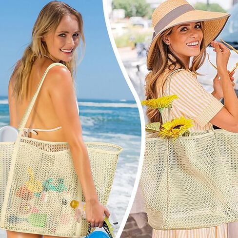 1PC Mesh Tote Bag, Trendy and Functional Bag with Comfortable Handles, Ideal for Beach or Grocery Shopping, Multiple Styles in Saudi Arabia