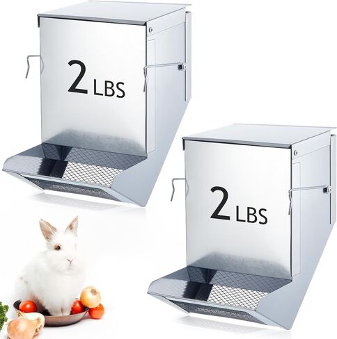 Maxcheck 2 Pcs Small Animal Feeder with Lid 4.7 Inch Rabbit Food Dispenser Automatic Rabbit Feeders for Cages Small Animals Feeder for Rabbit Guinea Pig in Kuwait