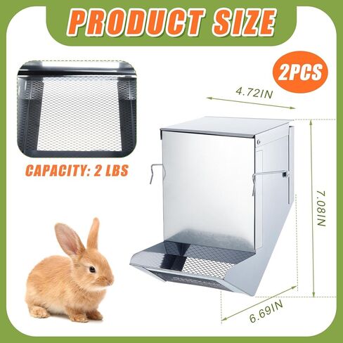 Maxcheck 2 Pcs Small Animal Feeder with Lid 4.7 Inch Rabbit Food Dispenser Automatic Rabbit Feeders for Cages Small Animals Feeder for Rabbit Guinea Pig in Kuwait