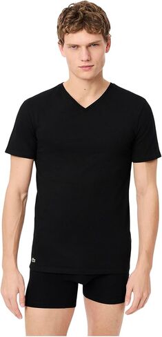 Lacoste Mens 100% Cotton Slim Fit V-Neck T-Shirt 3-Pack in Saudi Arabia