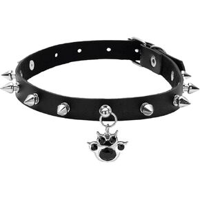 فاسق جلدية المختنق قلادة القوطية الأسود مسنبل المختنق طوق للنساء هالوين الجمجمة حلي مجوهرات تأثيري القوطية الملحقات in Kuwait