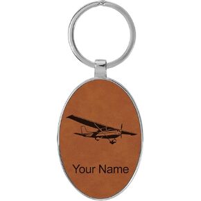 LaserGram Oval Keychain, High Wing Airplane, Personalized Engraving Included (Metal Frame) in Kuwait