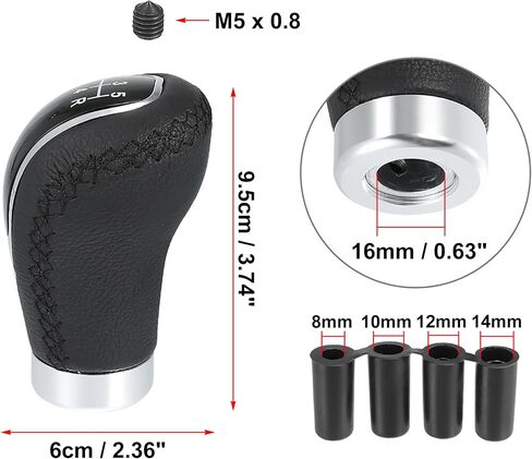 X AUTOHAUX Universal 5 Speed Auto Car Gear Lever Shifter Manual Stick Shift Knob PU Leather Black in Saudi Arabia