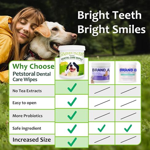 مناديل العناية بالأسنان للكلاب والقطط ، 50 عددًا ، تنظيف الأسنان وتنظيف اللثة ، إزالة البلاك وإزالة الجير in Kuwait
