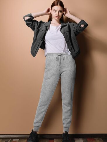 Women's Fleece Lined Joggers with Pockets Winter Soft Warm Thermal Sweatpants Athletic Cozy Lounge Pants Outdoors in Saudi Arabia