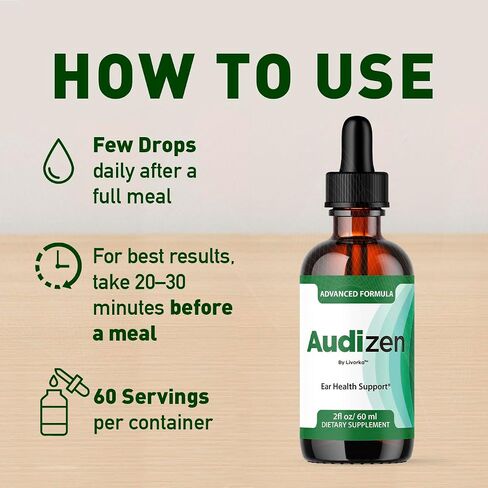 قطرات الأذن Audizen - قطرات Audizen الأصلية مكملة لدعم صحة الأذن المتقدمة سائل ممتاز طبيعي تمامًا للأذن الرنينية الصحية، دعم توازن الأذن Audi Zen، زجاجة واحدة لمدة شهر واحد in Saudi Arabia