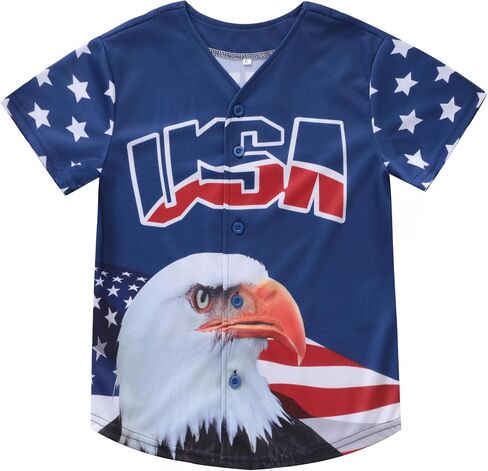 Vivimeng Boys American Flag Shirt Kids USA Shirt USA Flag Jersey Girls 4th of July Toddler Jersey Tops in Saudi Arabia