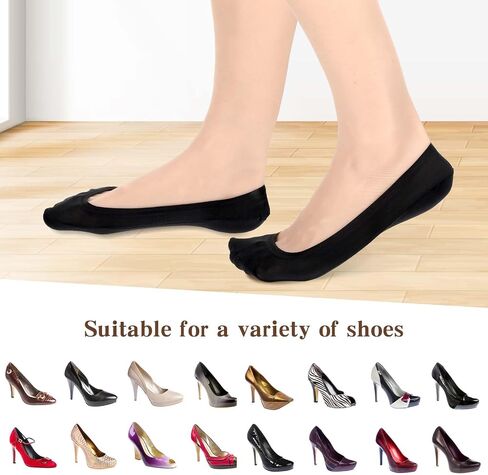 Nylon No Show Socks Womens, 6 Pairs Ultra Low Cut Liners Non Slip Footies for Size 5-12 Hidden Invisible Socks for Flat Loafer in Saudi Arabia