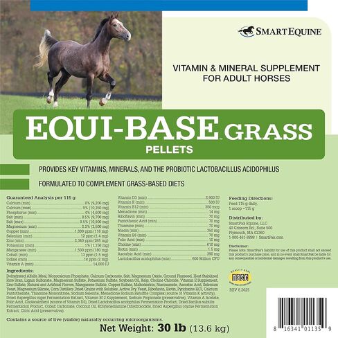 Uckele by SmartEquine EquiBase Grass Pellets | Horse Vitamins & Minerals Supplement | Forage Balancer | Horses in Light to Moderate Work | 15 lb Bucket in Kuwait