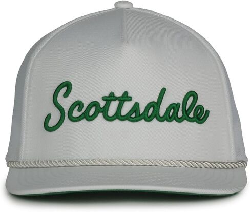 Scottsdale White Golf Hat with Green Letters in Saudi Arabia
