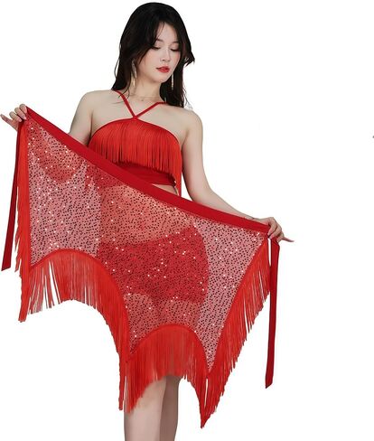 Women Belly Dance Tassel Hip Scarf Fringe Belly Dancing Waist Scarves Sequin Skirts in Saudi Arabia