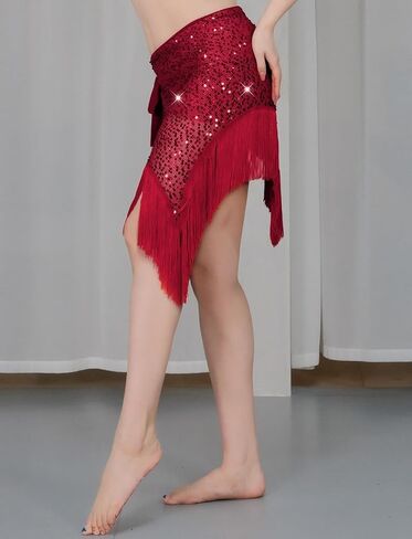 Women Belly Dance Tassel Hip Scarf Fringe Belly Dancing Waist Scarves Sequin Skirts in Saudi Arabia