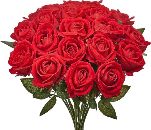 VEVOR Artificial Flowers, 60 pcs Real Looking White Foam Fake Roses Bulk, White Faux Bridal Shower with Stems for DIY Wedding Bouquets, Home Centerpieces Arrangements, Party Tables Decorations in Kuwait