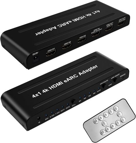 HDMI Switch with eARC Audio Extractor,4K60Hz HDMI Switch 2 in 1 with Audio Out,Supports 18Gbps,eARC/ARC,Soundbar,HDCP 2.2,LPCM 7.1,HDR10,Dolby Digital Plus(201EARC) in Saudi Arabia