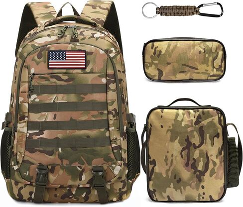 Camo Backpack for Boys backpack for School Bags for Boy Bookbag and Lunch Box Pencil Case Set Children Kids Teens Elementary Middle High School Outdoor Camping (Camo Backpack Set 1) in Saudi Arabia