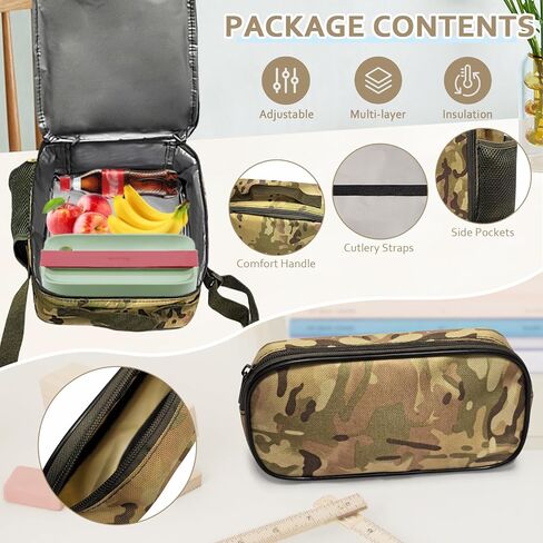 Camo Backpack for Boys backpack for School Bags for Boy Bookbag and Lunch Box Pencil Case Set Children Kids Teens Elementary Middle High School Outdoor Camping (Camo Backpack Set 1) in Saudi Arabia