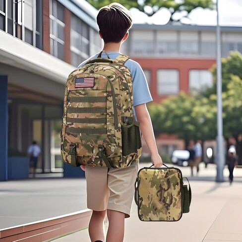 Camo Backpack for Boys backpack for School Bags for Boy Bookbag and Lunch Box Pencil Case Set Children Kids Teens Elementary Middle High School Outdoor Camping (Camo Backpack Set 1) in Saudi Arabia