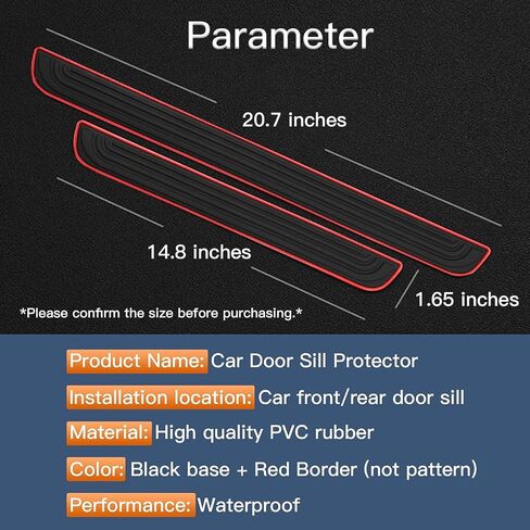 Door Sill Plate Protectors for Car - Universal Door Entry Guards Sill Scuff Cover Panel Step Protector, Welcome Pedal Protector Cover, 4pcs/Set (Mitsubishi+Red Border) in Saudi Arabia