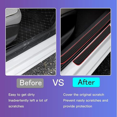 Door Sill Plate Protectors for Car - Universal Door Entry Guards Sill Scuff Cover Panel Step Protector, Welcome Pedal Protector Cover, 4pcs/Set (Mitsubishi+Red Border) in Saudi Arabia