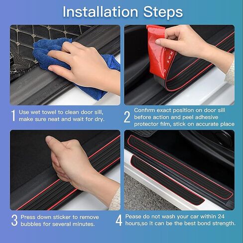 Door Sill Plate Protectors for Car - Universal Door Entry Guards Sill Scuff Cover Panel Step Protector, Welcome Pedal Protector Cover, 4pcs/Set (Mitsubishi+Red Border) in Saudi Arabia