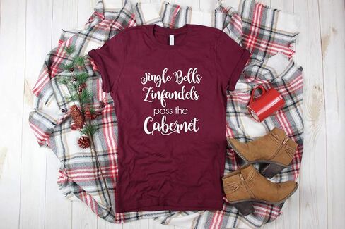 Christmas Shirt. Jingle Bells Zinfandels Pass The Cabernet. Funny Wine Shirt. Unisex Christmas T-Shirt. in Kuwait