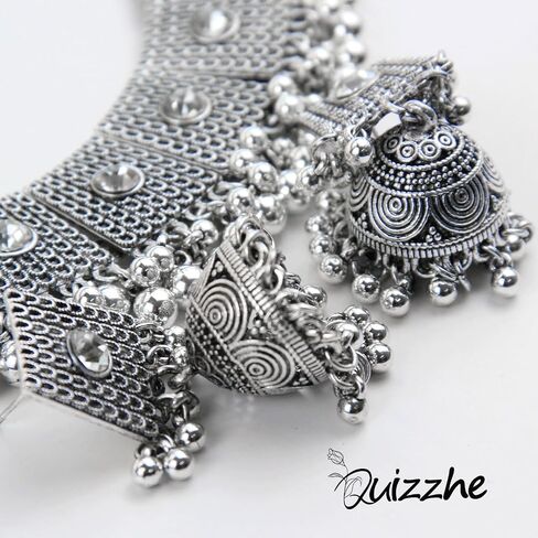 Ethnic Bell Beaded Necklace Bell Charm Earrings Vintage Tribal Necklace Chunky Necklace for Women Statement Jewelry Set in Saudi Arabia
