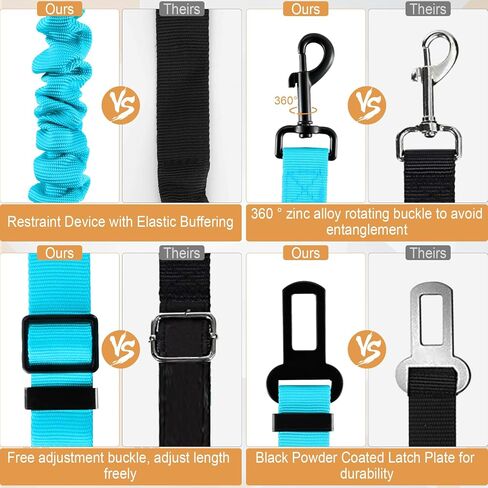 LivTee Dog Seat Belt for Car, 2 Packs Set Retractable Dog Car Harness Adjustable and Comfortable Dog Car Seatbelt Leash, Elastic Nylon Pet Safety Seatbelts for Vehicles, Dog Accessories for Car(Black) in Kuwait