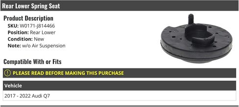 Rear Lower Coil Spring Seat - Compatible with 2017-2022 Audi Q7 (without Air Suspension Option) in Saudi Arabia