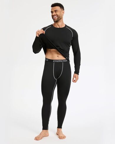2 Pack Thermal Underwear for Men Long Johns Fleece Lined Compression Pants Base Layer Cold Weather Top Bottom in Kuwait