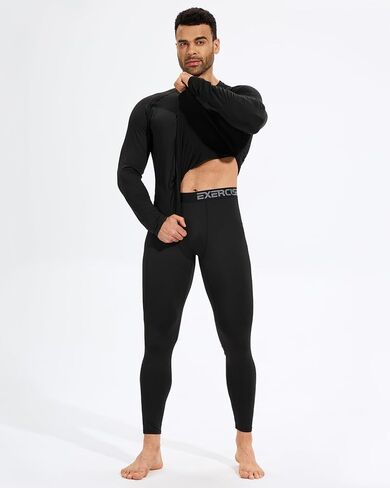 2 Pack Thermal Underwear for Men Long Johns Fleece Lined Compression Pants Base Layer Cold Weather Top Bottom in Kuwait