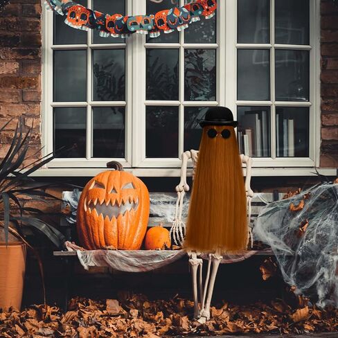 2 Pcs Halloween Brown Wig with Black Bowler Derby Hat Sunglasses for Men Women Halloween Carnival Cosplay Party Dress up in Saudi Arabia