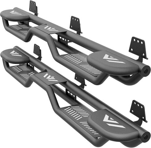 Three Raised Steps Running Boards Side Steps Compatible with 2019-2025 Dodge Ram 1500 Crew Cab New Body Design, Bolt-on Nerf Bar Step Bars, Heavy-Duty Steel Two Stairs Design (Black) in Saudi Arabia