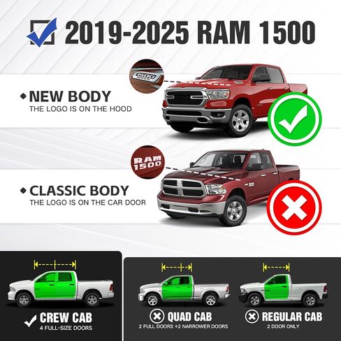 Three Raised Steps Running Boards Side Steps Compatible with 2019-2025 Dodge Ram 1500 Crew Cab New Body Design, Bolt-on Nerf Bar Step Bars, Heavy-Duty Steel Two Stairs Design (Black) in Saudi Arabia