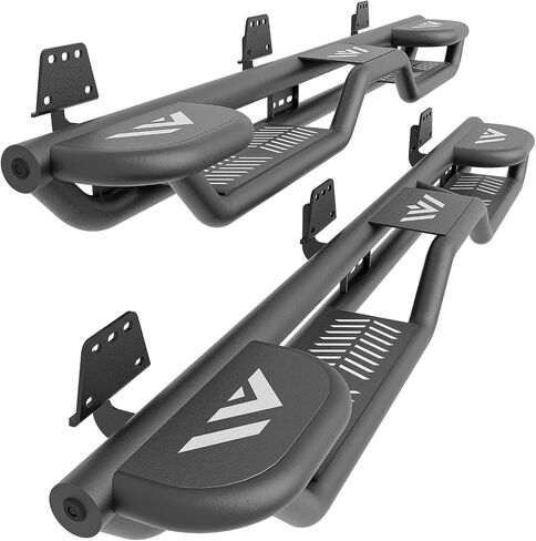 Three Raised Steps Running Boards Side Steps Compatible with 2019-2025 Dodge Ram 1500 Crew Cab New Body Design, Bolt-on Nerf Bar Step Bars, Heavy-Duty Steel Two Stairs Design (Black) in Saudi Arabia