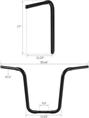 TCT-MOTORPARTS Chrome 14" Rise 1-1/4" Ape Hanger Bar Handlebar Fit For Harley Softail Sportster XL883 XL1200 Dyna Low Rider in Saudi Arabia