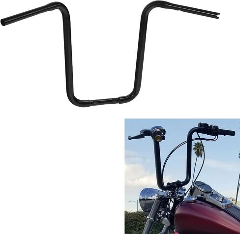 TCT-MOTORPARTS Chrome 14" Rise 1-1/4" Ape Hanger Bar Handlebar Fit For Harley Softail Sportster XL883 XL1200 Dyna Low Rider in Saudi Arabia