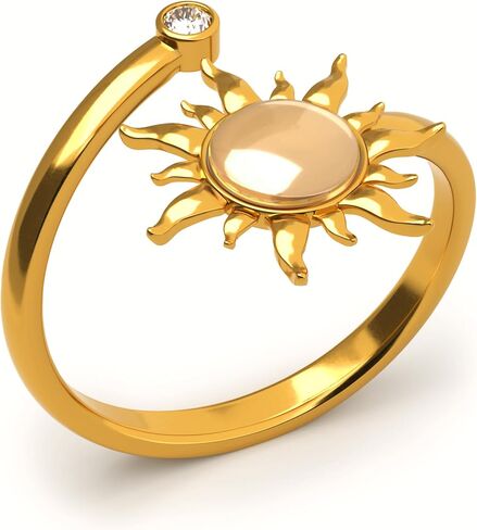 KatchOn, Elegant Sun Ring For Women – Adjustable, 0.7 Inch | Sunflower Ring Gifts for Women | Gold Adjustable Rings | Gift for Wife, Girlfriend, Wife, Friend, Anniversary, Birthday in Saudi Arabia
