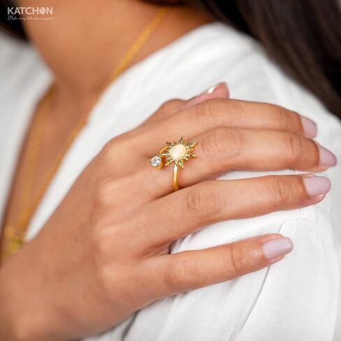 KatchOn, Elegant Sun Ring For Women – Adjustable, 0.7 Inch | Sunflower Ring Gifts for Women | Gold Adjustable Rings | Gift for Wife, Girlfriend, Wife, Friend, Anniversary, Birthday in Saudi Arabia