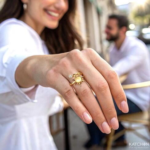 KatchOn, Elegant Sun Ring For Women – Adjustable, 0.7 Inch | Sunflower Ring Gifts for Women | Gold Adjustable Rings | Gift for Wife, Girlfriend, Wife, Friend, Anniversary, Birthday in Saudi Arabia