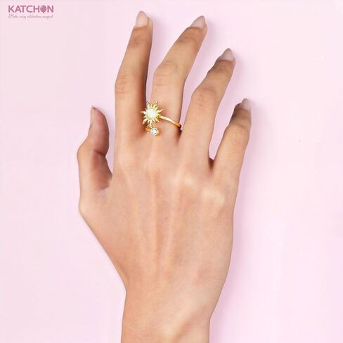 KatchOn, Elegant Sun Ring For Women – Adjustable, 0.7 Inch | Sunflower Ring Gifts for Women | Gold Adjustable Rings | Gift for Wife, Girlfriend, Wife, Friend, Anniversary, Birthday in Saudi Arabia