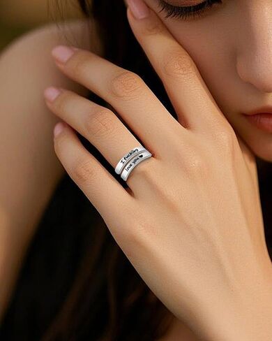 I Fcking Love You Ring for Women Adjustable Stainless Steel Letter Finger Ring I Love You Always and Forever Engraved Heart R-ing Promise Inspirational Jewelry for Wife Girlfriend Lover in Kuwait