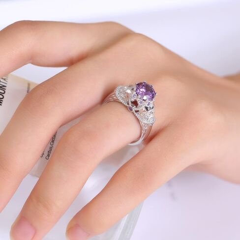 Black Boho Style Antique Gothic Skull Ring Oxidized Finished Round Cut Created Black Spinel CZ Cubic Zirconia Filled Engagement Promise Wedding Women's Band for Mom Lover, 10, Copper, in Saudi Arabia