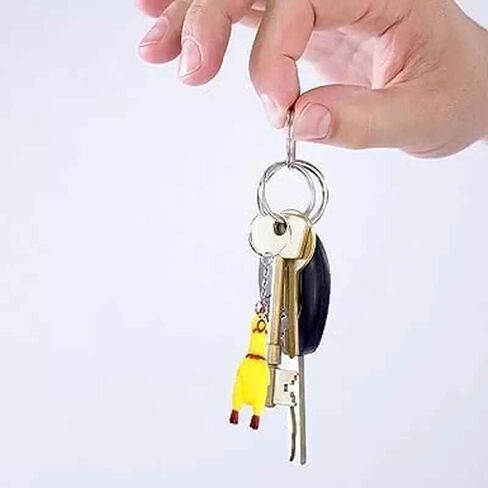 1 قطعة سلسلة مفاتيح دجاج صراخ صفراء، سلسلة مفاتيح سيارة مطاطية صغيرة تصرخ صراخ الدجاج، مبتكرة لمفاتيح الحقائب in Kuwait
