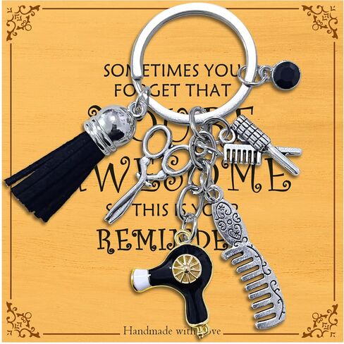 Hair Stylist Gifts Comb Scissors Charm Keychain,Creative Cosmetology Hairstylist Gifts in Saudi Arabia