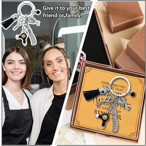 Hair Stylist Gifts Comb Scissors Charm Keychain,Creative Cosmetology Hairstylist Gifts in Saudi Arabia