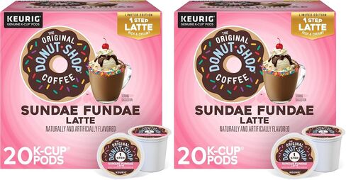 ذا أوريجينال دونات شوب Sundae Fundae One Step Latte، كبسولات Keurig Single Service K-Cup، 60 قطعة (6 عبوات من 10) in Saudi Arabia
